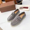 LP Shoes Sommer-Slip-on-Loafer für Damen, Charms-Wildleder-Mokassins, Aprikose, echtes Leder, Herren-Freizeitschuhe, Damen-Luxus-Designer-Loafer, Wildleder-Freizeitschuhe