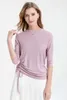 Felpe con cappuccio da donna Moda 2023 T-shirt stringata estiva Tessuto modale morbido e traspirante Abiti da donna con maniche a 3/4