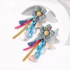 Dingle örhängen stil målade blomkedja damer strand tofs hänge mode färgglada smycken