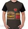 Magliette da uomo Divertente Stampa Camicia da uomo Donna Top Tee Burger e patatine fritte T-Shirt grafica O-Collo Manica corta Magliette casual