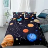 Juegos de cama 3 piezas de dibujos animados 3D Set Planet Funda nórdica con funda de almohada Edredón para niños Textiles para el hogar Decoración de dormitorio King