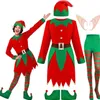 Family Matching Outfits Boys Girls Christmas Green Elf Costume Xmas Santa Claus Dress For Men Women Cosplay Party Sets 231113