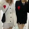 AMIS AM I Sweater Cardigan Designer Amiparis Knit Men Women Frence Sweat Hoodie Jumper Big Coeur Heart Love Jacquard 2024 Spring Casual Stre