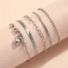 Anklets Kunjoe 5pcs/세트 금속 CCB BEADED PEACH 하트 펜던트 발목 남성 펑크 플랫 뱀 체인 풋 파티 보석 선물