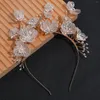 Haarspeldjes Parel Bloemen Haarband Bruid Tiara Bruiloft Accessoires Voor Vrouwen Rose Gouden Kralen Hoofdbanden Marrige Sieraden Bijoux