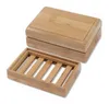 Quality Wooden Soap Dish Natural Bamboo Soap Dishes Holder Rack Plate Tray Multi Style Round Square Soap Container FY5675