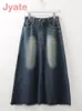 Rokken Jyate Vintage Maxi Denim Vrouwen Y2k Grunge Streetwear Zakken Chic Lange Vrouwelijke Casual Harajuku Esthetische Faldas 230413