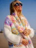 Damesbreien TEES GYPSYLADY VINTAGE HANDMADE KINTTED SWEATER CICHTIGAN Multicolor Crochet Women Winter Beige Long Outerwear Coat 230413