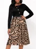 Casual Dresses Women's Long Sleeved Leopard Print Dress Fashionable Midi Robe Button Design Autumn Female 2023