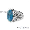 Bagues de cluster Vintage Silver Couleur Bague de pouce Pierre naturelle Perle réglable Opal Quartzs Mâle Partie Doigt pour Femmes Hommes Bijoux