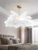 Lampes suspendues Lumières Nordic LED Blanc Plume D'autruche Naturelle LOFT Lampe Chambre Salon Restaurant Éclairage Suspendu