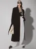 Wełniane mieszanki damskiej eleganckie długie wysokiej jakości płaszcz wełniany Koreańska moda solidna kurtka zimowa 231102