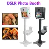 Tela de toque do estande do estande do iPad DSLR 15,6 polegadas Selfie Kiosk Camera Booth Booth Shell com luz flash para casamento de festa