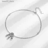 Anklets S925 Sterling Silver Korean Chic Style Diamond Dreamcatcher Anklet Women's Simple Tassel Feather Lady's Foot Ornament Q231113