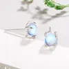 Stud Earrings 925 Sterling Silver Round Moonstone Crystal Women Small For Luxury Fine Jewelry Accessories Wholesale GaaBou