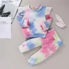 Clothing Sets 1-4Years Newborn Infant Baby Girls Clothing Sets Ruffles Long Sleeve Tie Dye Tops T-shirts+Pants Fashion Children Girls Clothes