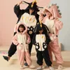 Passende Familien-Outfits, Eltern-Kind-Outfit, Pyjama, Overalls, Winter, verdickte Pyjamas, Hoodies, weich, warm, Kawaii-Nachtwäsche, Cartoon-Bär, Damen und Herren, y231113