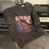 メンズTシャツアメリカンハイストリートレトロ古いティダイエフライドフライドフライドプリントショートスリーブのTシャツ男性と女性トレンディヒップホップハーフスリーブトップ230413