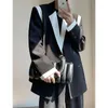 Erkek Suit 2023 Siyah Gevşek Yüksek Kaliteli Takım Ceket Yakışıklı Paltolar Resmi Moda Blazers Çift Göğüslü Batı tarzı Giysiler