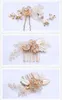 Hair Clips 3PCS Combs Pins Gold Color Leaf Flower Bridal Wedding Ornament Crystal Head Decoration Jewelry Accessories Tiara