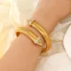 Bracelet élégant en acier inoxydable pour femmes, couleur or, Texture, manchette en corde, bijoux de déclaration, cadeau