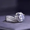Bague Moissanite en argent sterling 925 3Ct, luxueux sertissage de diamants entièrement artificiels, cadeau de proposition de fiançailles de mariage d'anniversaire