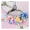 Bridal Colorf Flower Hair Band Mori Festives Girl Rattan Garland Holiday Beach Busket Hat Drop dostawa dhxut