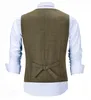 Gilets pour hommes Hommes Gilet Vintage Plaid Laine Tweed Costume Notch Revers Gilet Groomsmen pour Business Wedding Party Prom