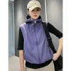 Women's Vests Vintage Hooded Vest Women Sleeveless Cardigan Korean Fashion Zipper Outdoor Jacket Sweatshirts High Quality