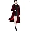 Trench da donna Cappotto da donna Autunno Inverno Nero Lunghezza media Colore abbinato Trench in velluto dorato Large Loose Office Ladies Casual