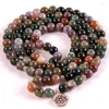 Filo di pietra naturale a mano 108 Mala 8mm India Onice Bracciale con perline Ciondolo di loto Yoga da donna Meditazione Dropship