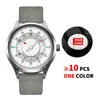 2023 10 unids/lote SINOBI 9815, reloj con logotipo personalizado gratuito, reloj creativo para hombre, reloj de pulsera de cuarzo de cuero militar, relojes personalizados, regalo