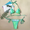 Kvinnors badkläder baddräkt 2023 Sexig bandage bikini halter strappy kvinnor brasiliansk slips färguppsättning badare baddräkt strandkläder