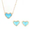Necklace Earrings Set Fashion Jewelry 3D Heart Colorful Glass Stud For Women Valentines Gift