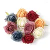 Decorative Flowers 5pcs 5cm Artificial Rose Head Silk Roses Wedding Decorations Home Decoration Wall Furniture DIY Wreath Scrapbook Supplie