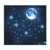 Adesivos de parede brilham nas estrelas escuras para o teto decalques de lua fluorescente, decoração de quarto da sala de estar infantil 220607 otckb