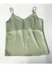 Camisoles Tanks Toppies Green Satin Woman ärmlös toppar Summer Imitation Silk Elegant Vest Solid Color Tube 230413