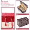 Garden Decorations 2 Pcs Vintage Trunk Accessories Dolls House Luggage Baby Suitcase Toy Wood Mini Miniature