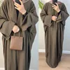 Vêtements ethniques Hiver Ouvert Abaya pour femmes Kimono Musulman Abayas avec poudre brillante Dubaï Automne Kebaya Modeste Islam Tenue Kaftan Hijab
