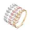 Bangle Chic Stainless Steel Waterproof Bracelet Leaf Shape Zircon Mosaic Wedding Women Jewelry Gift Accessories Wholesale