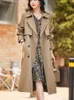 Trenchs Femme Trench Coat pour femmes 2023 hiver automne solide revers double boutonnage Long pardessus hauts coupe-vent femmes vêtements vestes WarmL231113