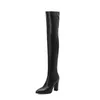 Kleid Schuhe Sexy Oberschenkel Hohe Stiefel Frauen Herbst Winter Elastische Leder Over-the-knee Stiefel Für Frauen Schwarz Heels fetisch Lange Schuhe Große Größe 231113