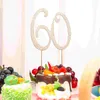 ケーキツールお誕生日おめでとうトッパー60ラインストーン装飾カップケーキトッパーパーティー記念日