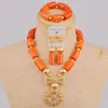 Necklace Earrings Set Fashion Red Coral African Beads Jewelry