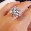 Cluster Rings 14K White Gold moissanite Ring Mosan Diamond D Color VVS1 Women's Wedding/engagement/anniversary/birthday/party/valentine's Gift