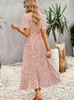 Casual jurken dames vintage boho bloemenprint zomerjurk vrouwen casual losse vakantie strand lange jurk vrouwen zonsondergang vrouwelijk gewaad vestidos230413