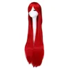 Parrucche Cosplay QQXCAIW Parrucca cosplay lunga e diritta Nero Viola Nero Rosso Rosa Blu Marrone scuro 100 Cm Parrucche di capelli sintetici 230413