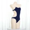 Costumi da bagno da donna Anime giapponesi Studente scolastico Body con cinturino blu Body costume da bagno Costume intero Uniforme Lingerie Cosplay