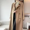 Women's Wool Blends High Quality 100% Cashmere Coat Female Water Ripple Camel Long Cashmere Coat Women Relaxed Fashion Casual Soft Comfortable 231102