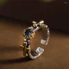 Кольца кластера S925, серебро, потертое винтажное кольцо в европейском и американском стиле, женское кольцо с цветком, фабричные товары с открытым исходным кодом